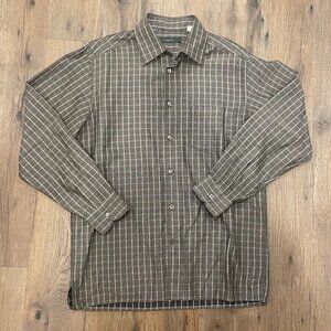 Ermenegildo Zegna EUC brown patterned cotton shirt